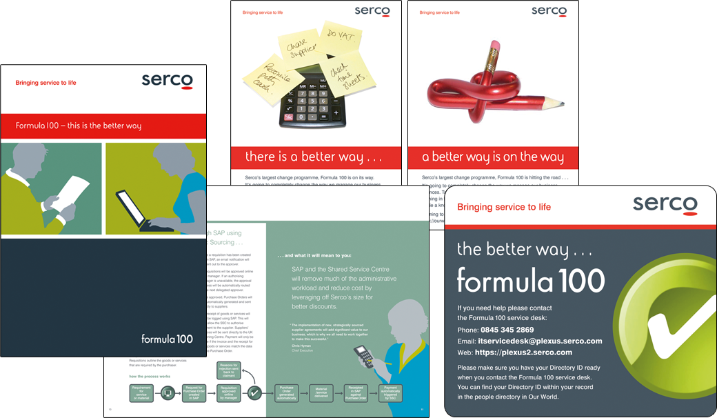 Serco 'Formula 100' – cluster of branded elements